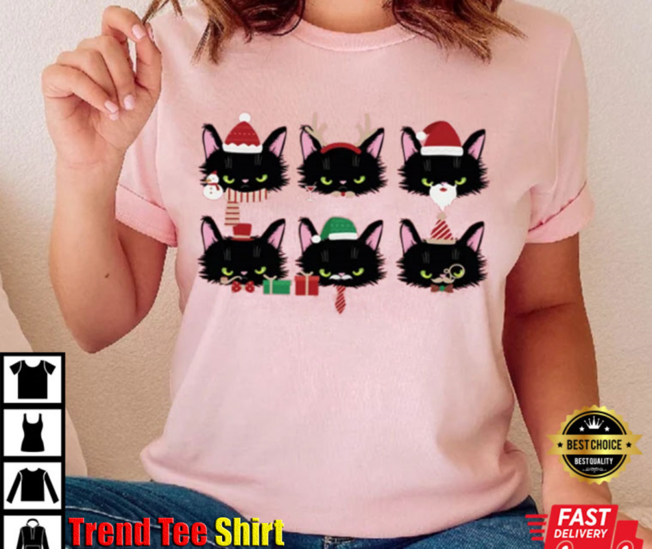 Black Cat Christmas Vibes Funny Best T-Shirt